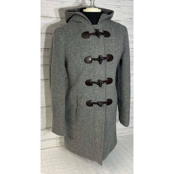 MINTY LL Bean Bellandi Gray 100% Wool Duffle Coat Jacket Thinsulate Size 4 SMALL - Picture 1 of 16